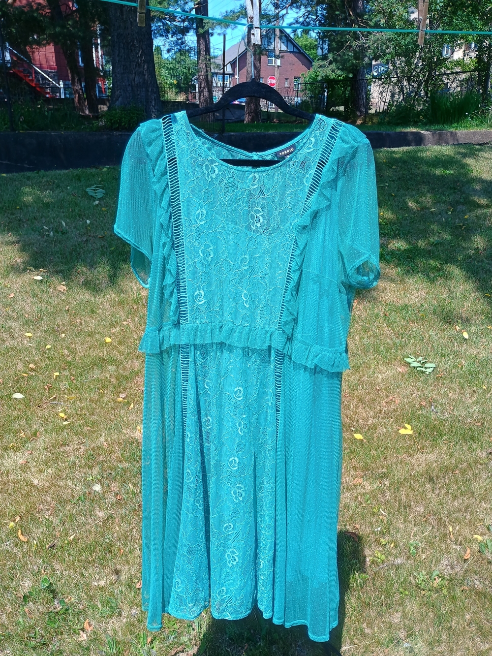torrid Teal Lace and Mesh Skater Dress 2x